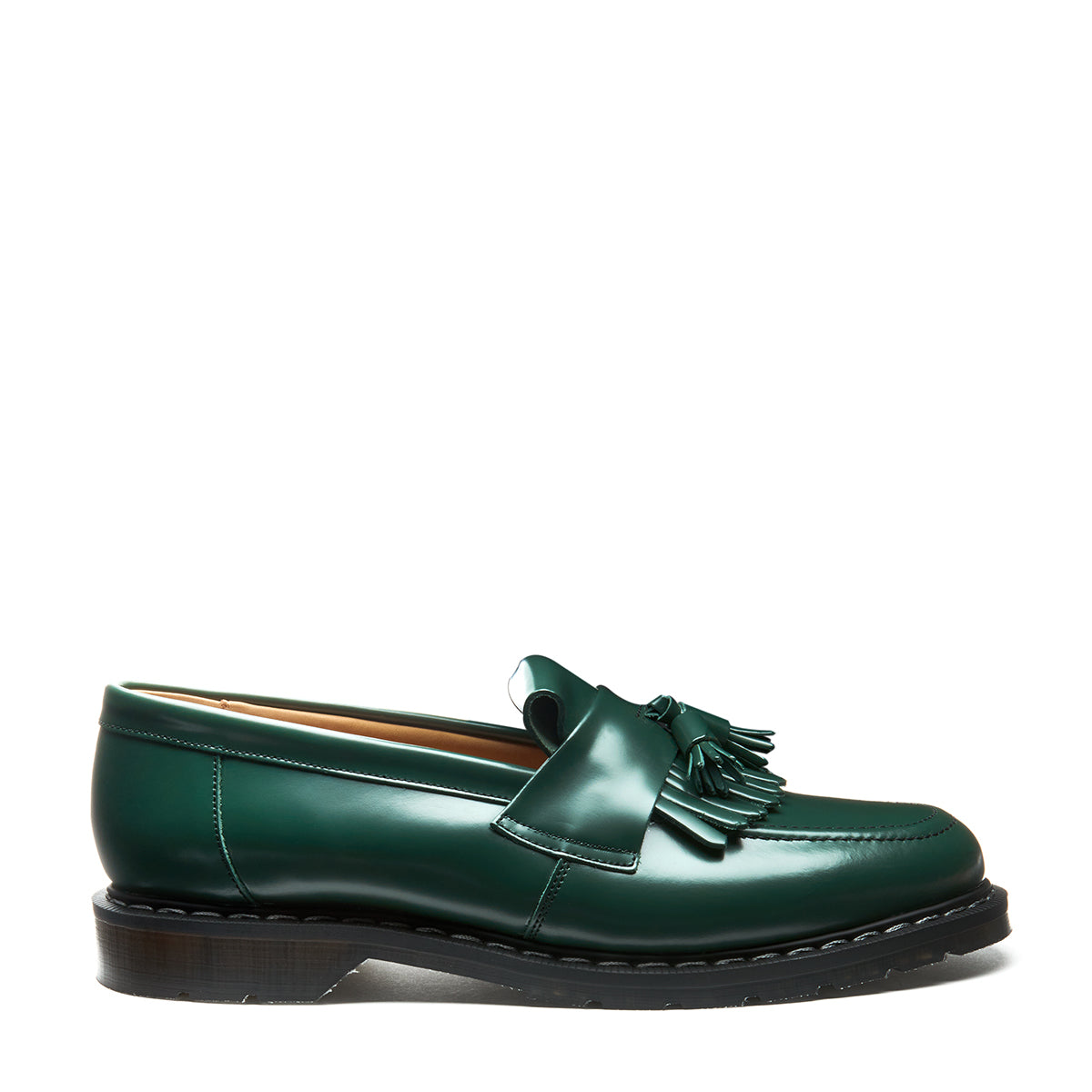 Green Hi-Shine Tassel Loafer | Solovair | Handmade in England