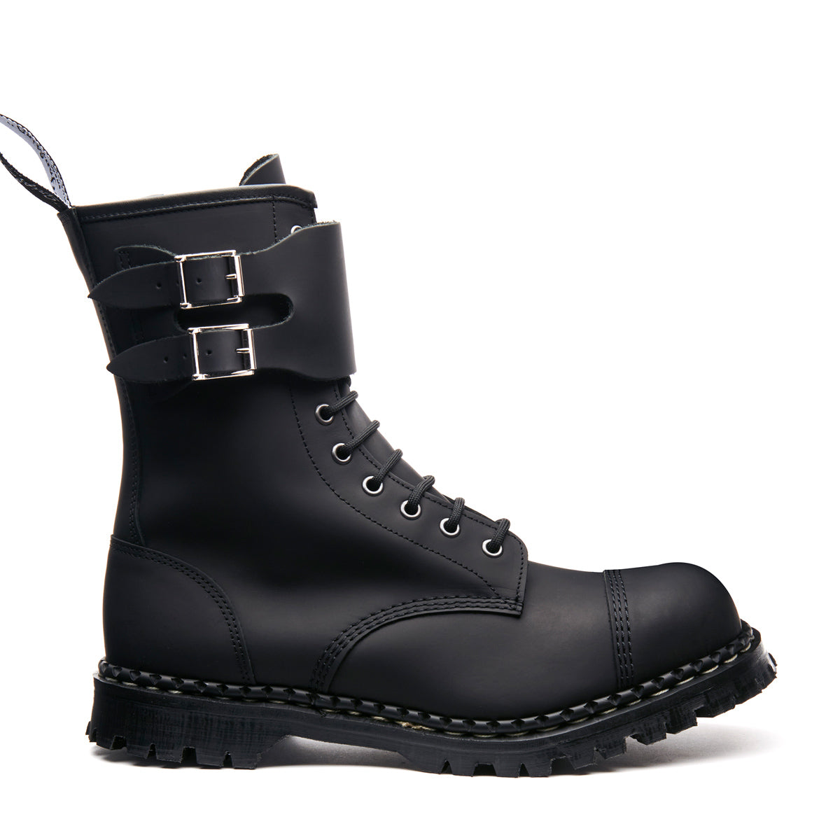 NPS Solovair | Gripfast | Black Greasy 10 Eye Steel Toe Capped Zip Twin ...