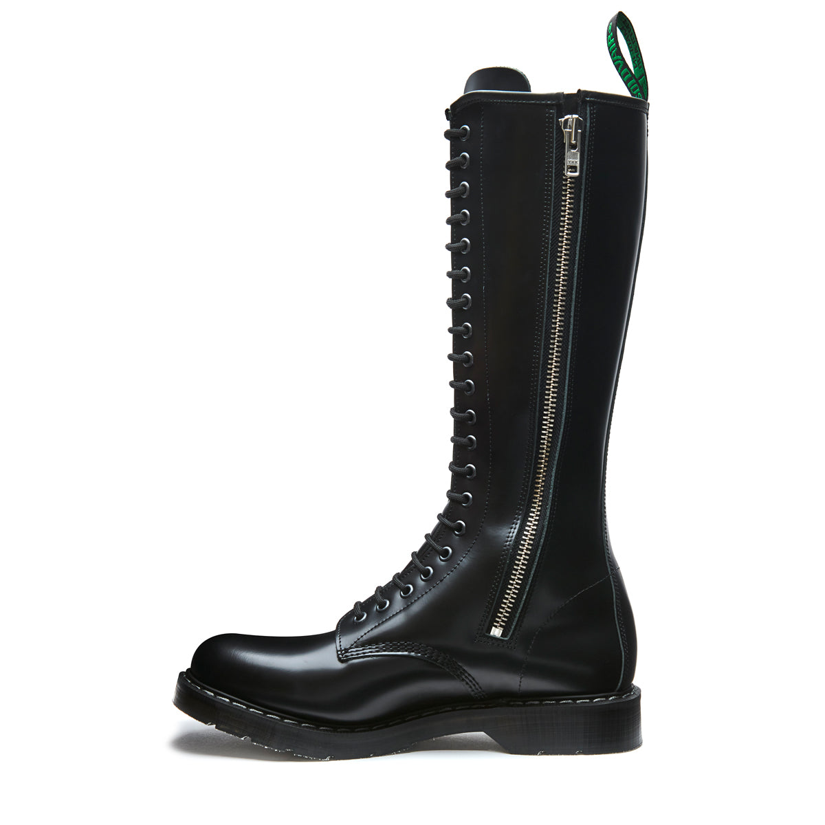 Black Hi-Shine 20 Eye Zip Derby Boot | Solovair | Handmade in England ...