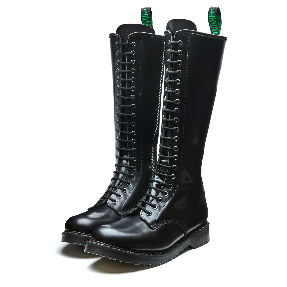 Black Hi Shine 20 Eye Zip Derby Boot Solovair Handmade In England black-hi-shine-20-eye-zip-derby-boot-solovair-handmade-in-england